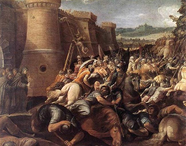 GIuseppe Cesari Called Cavaliere arpino St Clare with the Scene of the Siege of Assisi oil painting image